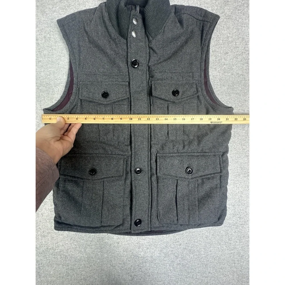 Banana Republic Vest Mens XL Gray Wool‎ Quilted Insulated Full Zip Pockets Warm
